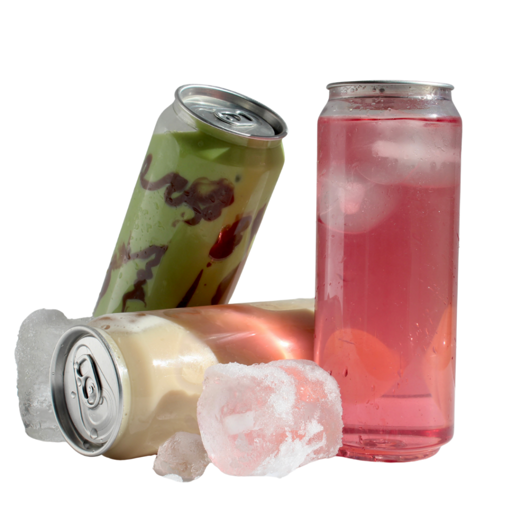 Latas de Kairos tumbadas con hielo